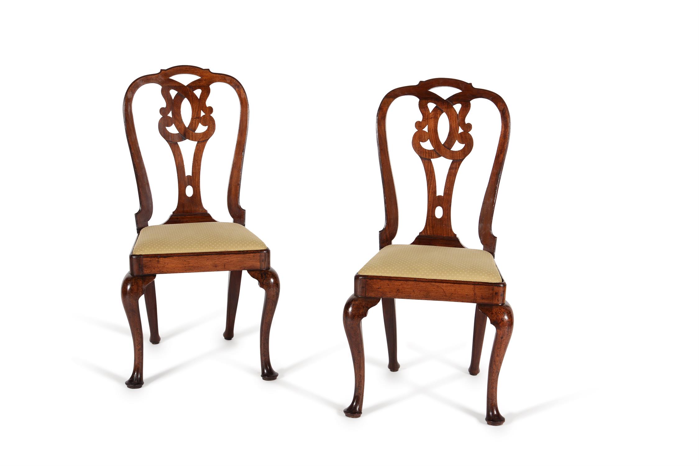 A pair of George II walnut side chairs