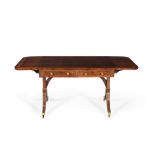 Y A Regency rosewood and partridgewood crossbanded sofa table