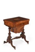 A Victorian figured walnut and Tonbridge ware decorated games table