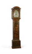 An unusual George II green japanned eight-day longcase clock with automaton