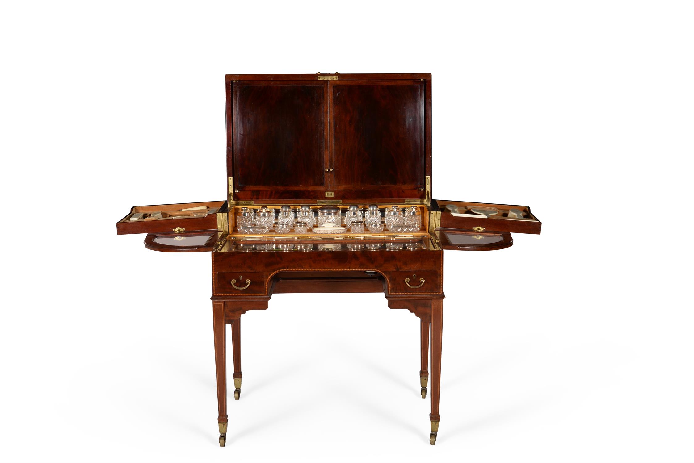 Y A George V silver fitted mahogany dressing table, circa 1925 - Image 3 of 12