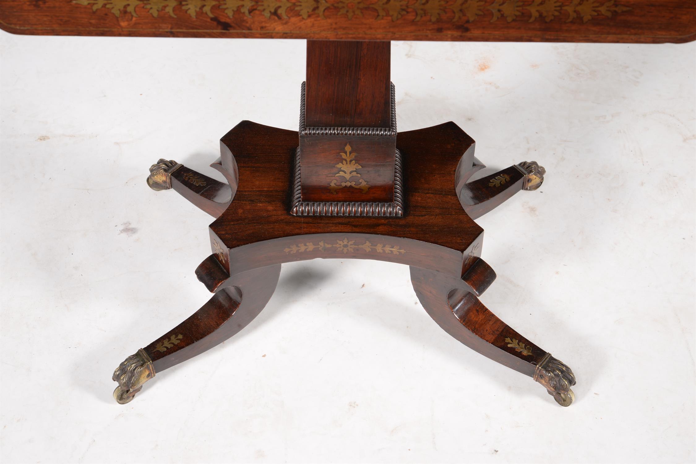 Y A Regency rosewood and brass marquetry card table - Image 2 of 9