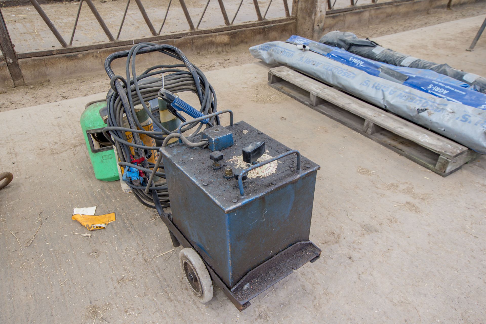 Mobile ARC electric welder, rods and masks.