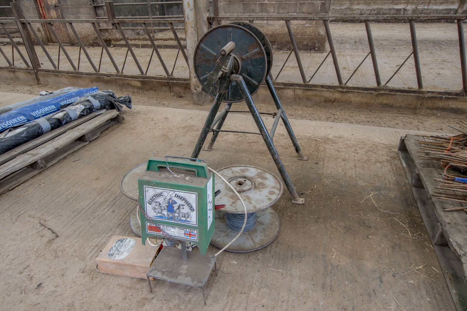 Electric Shepherd fencing unit with cable reel and stand.