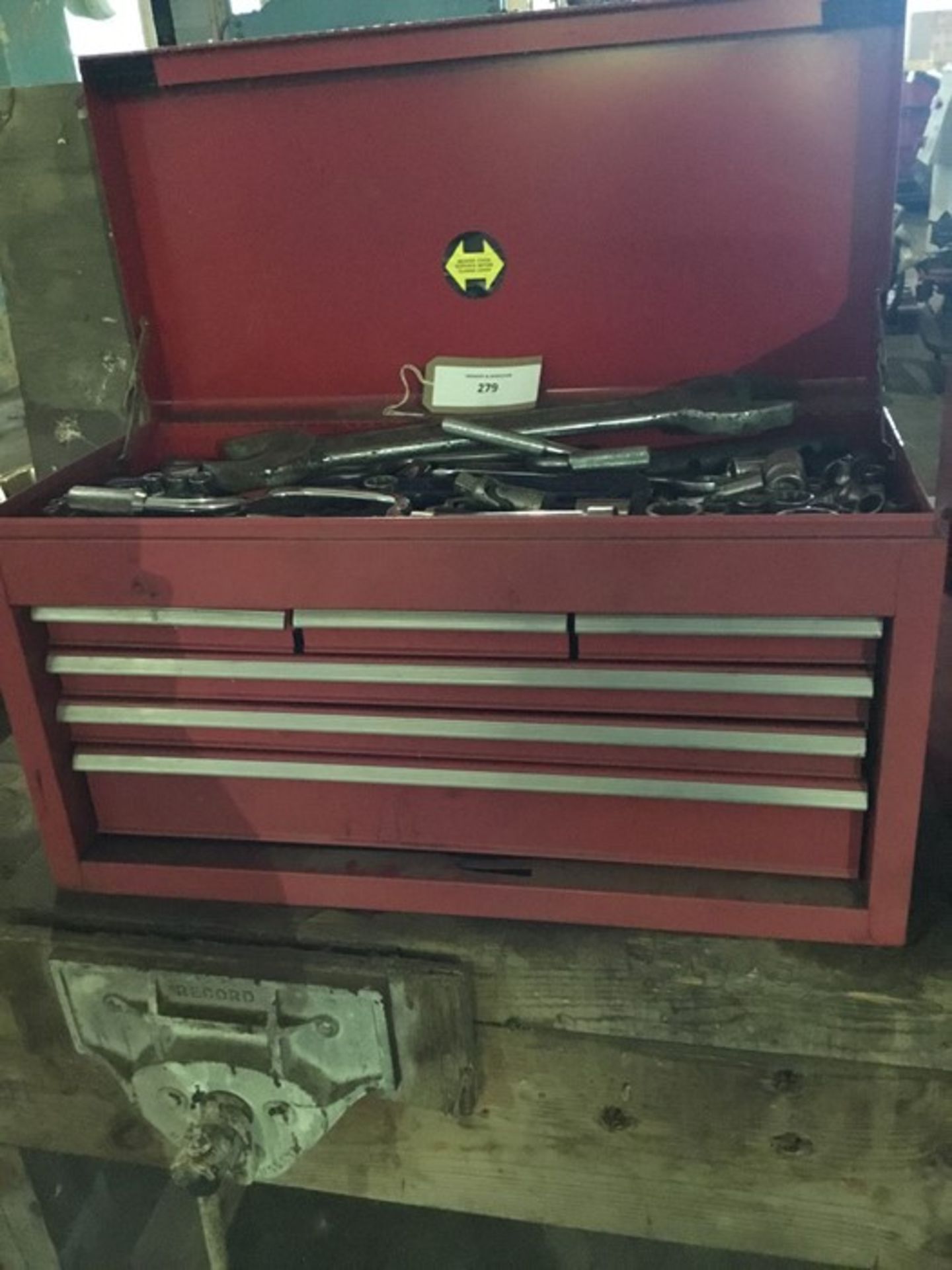 American Pro 6 draw tool box including contents of various misc. tools i.e. Spanners, Allen keys