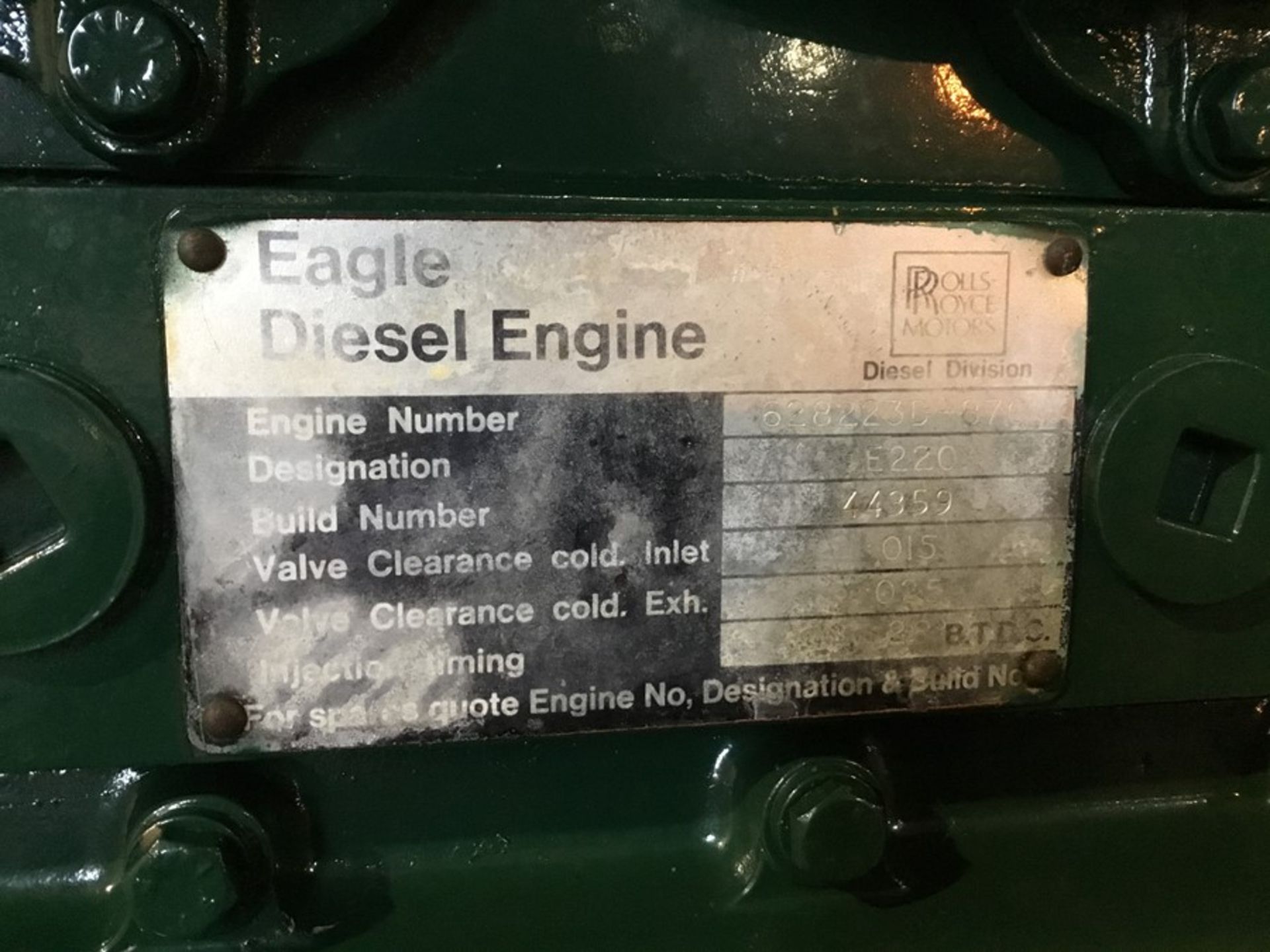 Rolls Royce E220 Diesel engine: Rolls Royce E220 6cyl Serial Number 628223D870/44359 build - Image 17 of 18