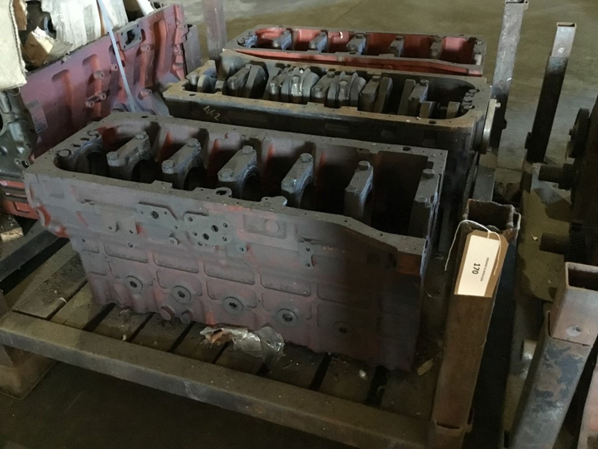 Stillage containing qty1 Bedford 500 short motor and qty2 Bedford 500 engine blocks - Image 4 of 6