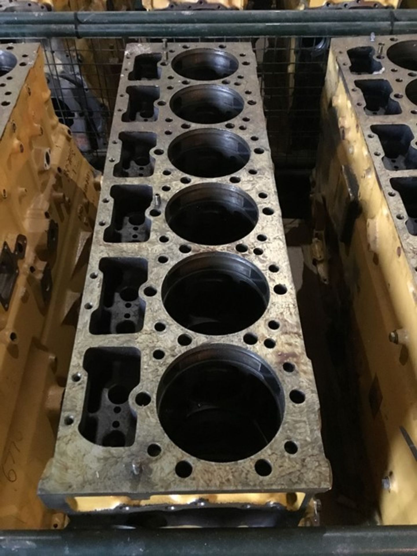 Stillage containing qty 3 Caterpillar 3406E 6cyl Bare block Serial l1DZ08615 , Serial 1DZ06186, - Image 3 of 18