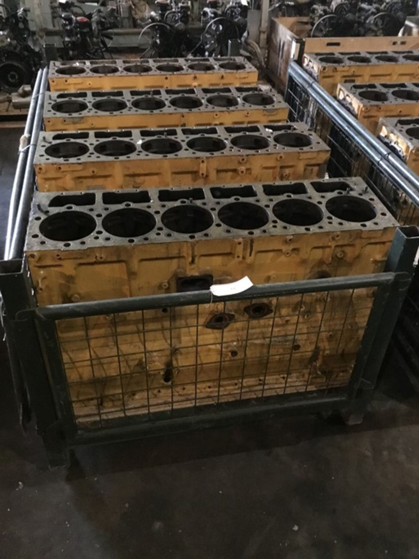 Stillage containing qty 3 Caterpillar 3406E 6cyl Bare block Serial l1DZ08615 , Serial 1DZ06186, - Image 2 of 18