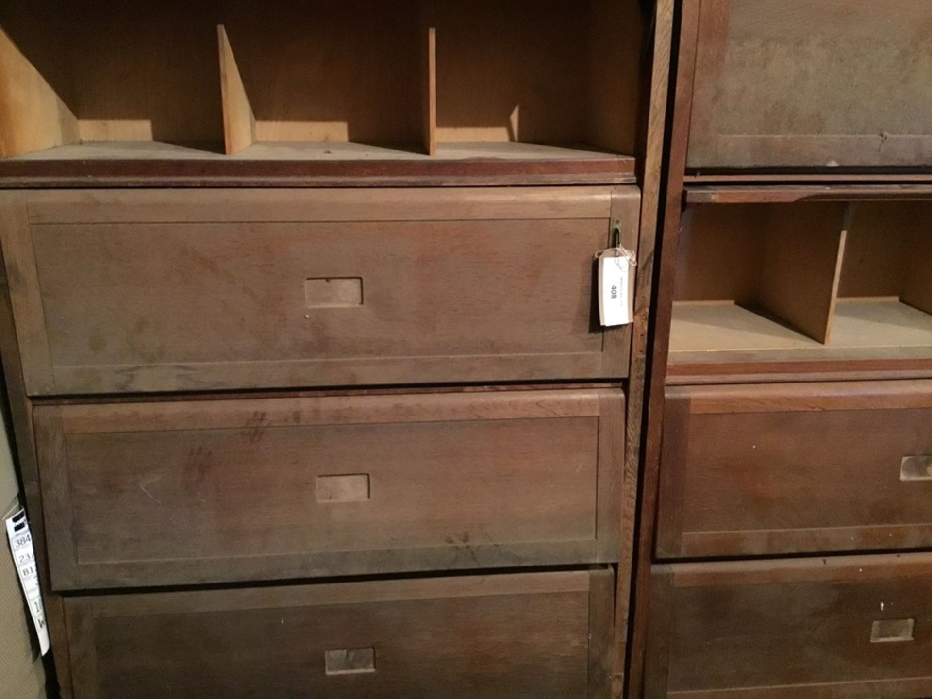 Pair of oak Starverton Haberdashery pigeon hole cabinets. - Image 4 of 6