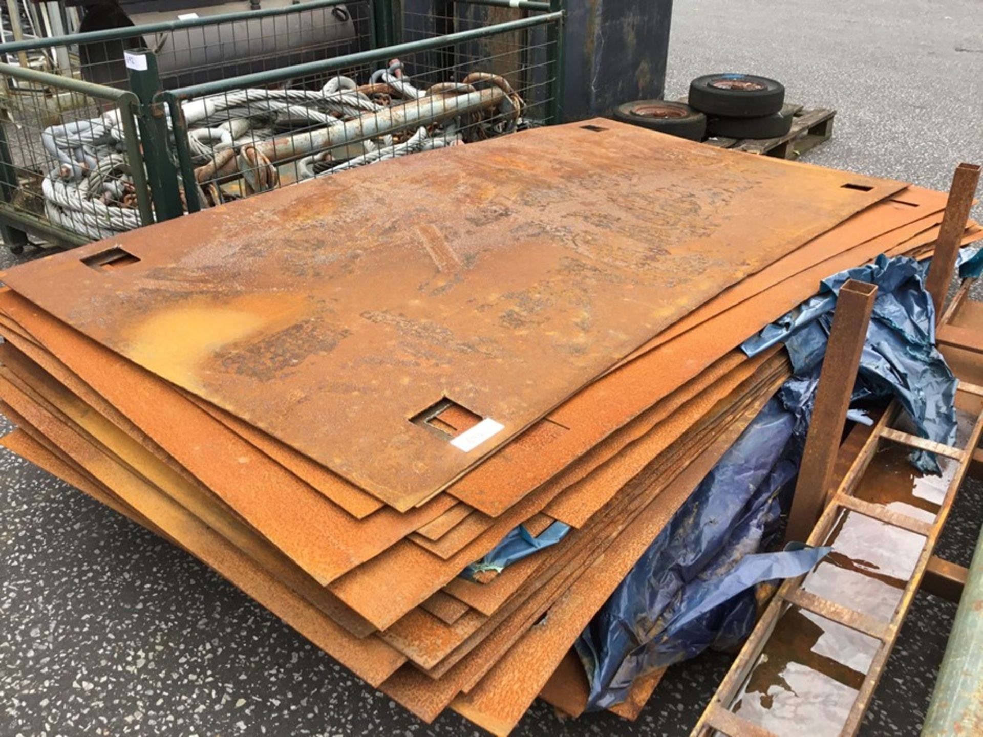 Pallet containing quantity of steel sheets