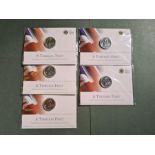 2013 Royal Mint "A Timeless First" £20 (twenty pound) fine silver coin, George and the Dragon x 5,