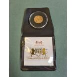 2015 uncirculated full gold sovereign in Harrington & Byrne wallet.