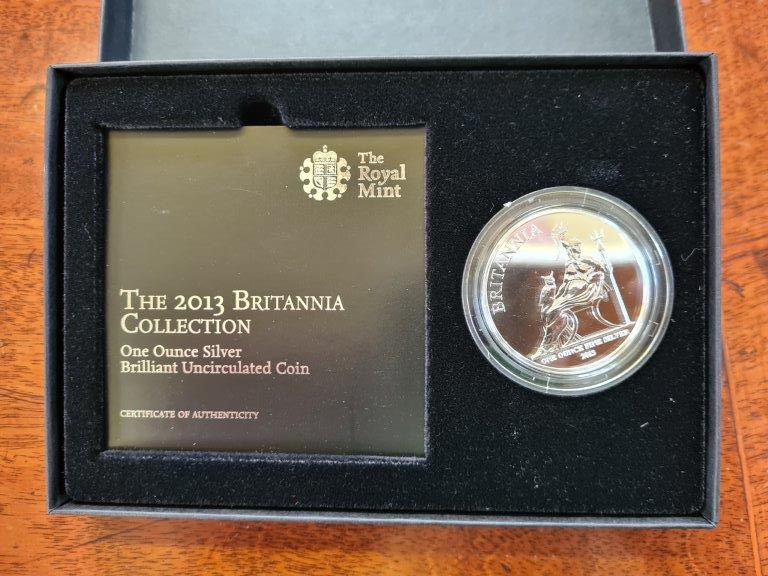 Royal Mint 2013 Britannia collection one ounce silver coin in presentation box with booklet and