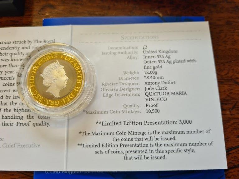 Royal Mint UK silver proof gold plated Britannia's Renaissance £2 coin in presentation case with - Image 4 of 4