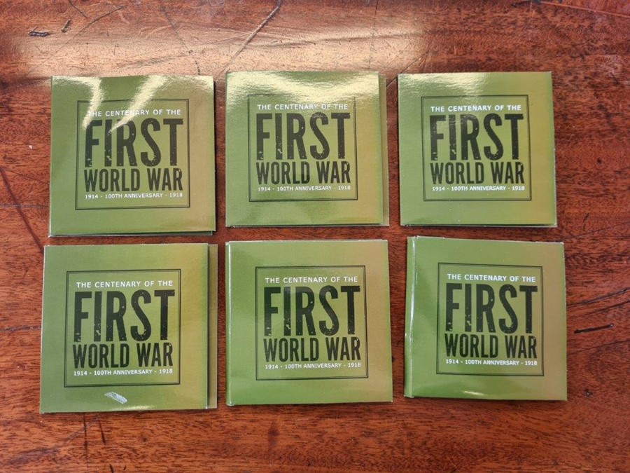 6 x The Centenary of the First World War 2014 cased £5 coins.