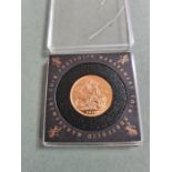 2013 uncirculated full gold sovereign in case and purse.