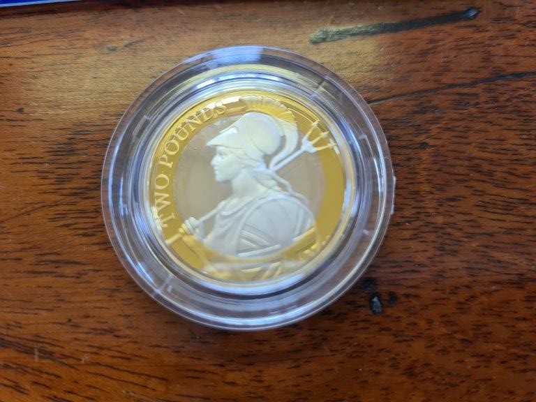 Royal Mint UK silver proof gold plated Britannia's Renaissance £2 coin in presentation case with - Image 2 of 4