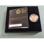 Royal Mint 2014 uncirculated full gold sovereign in presentation box with booklet and numbered