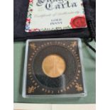 2015 9ct gold Magna Carta penny 4g, in case and purse with certificates, uncirculated.