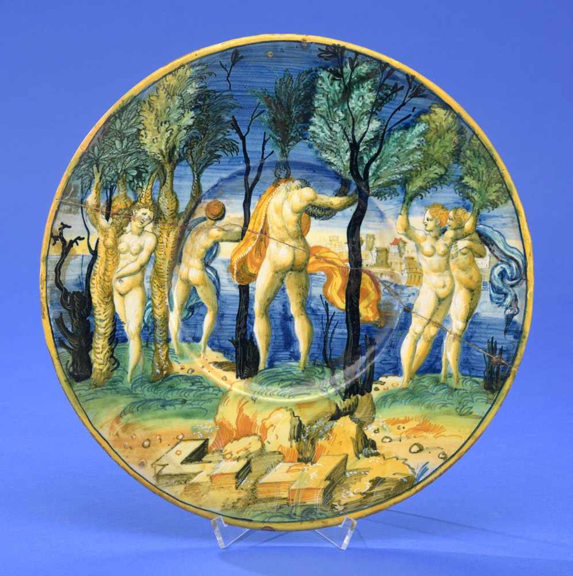 Istoriato Maiolica Teller Urbino, erste Hälfte 16. Jhdt.