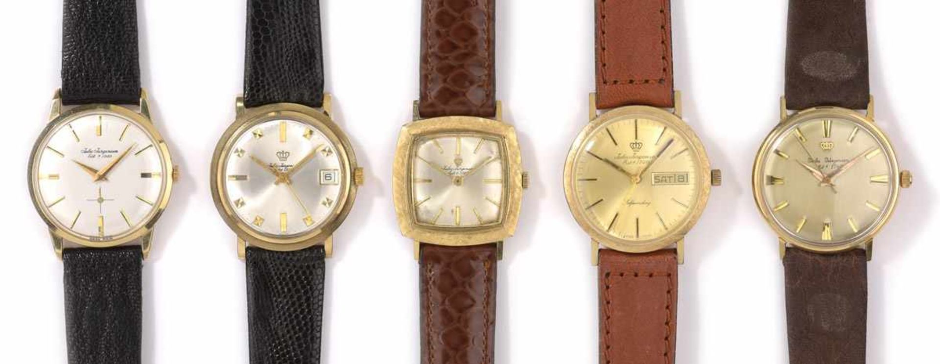 Sammlung von fünf Herrenarmbanduhren der Marke Jules Jürgensen
