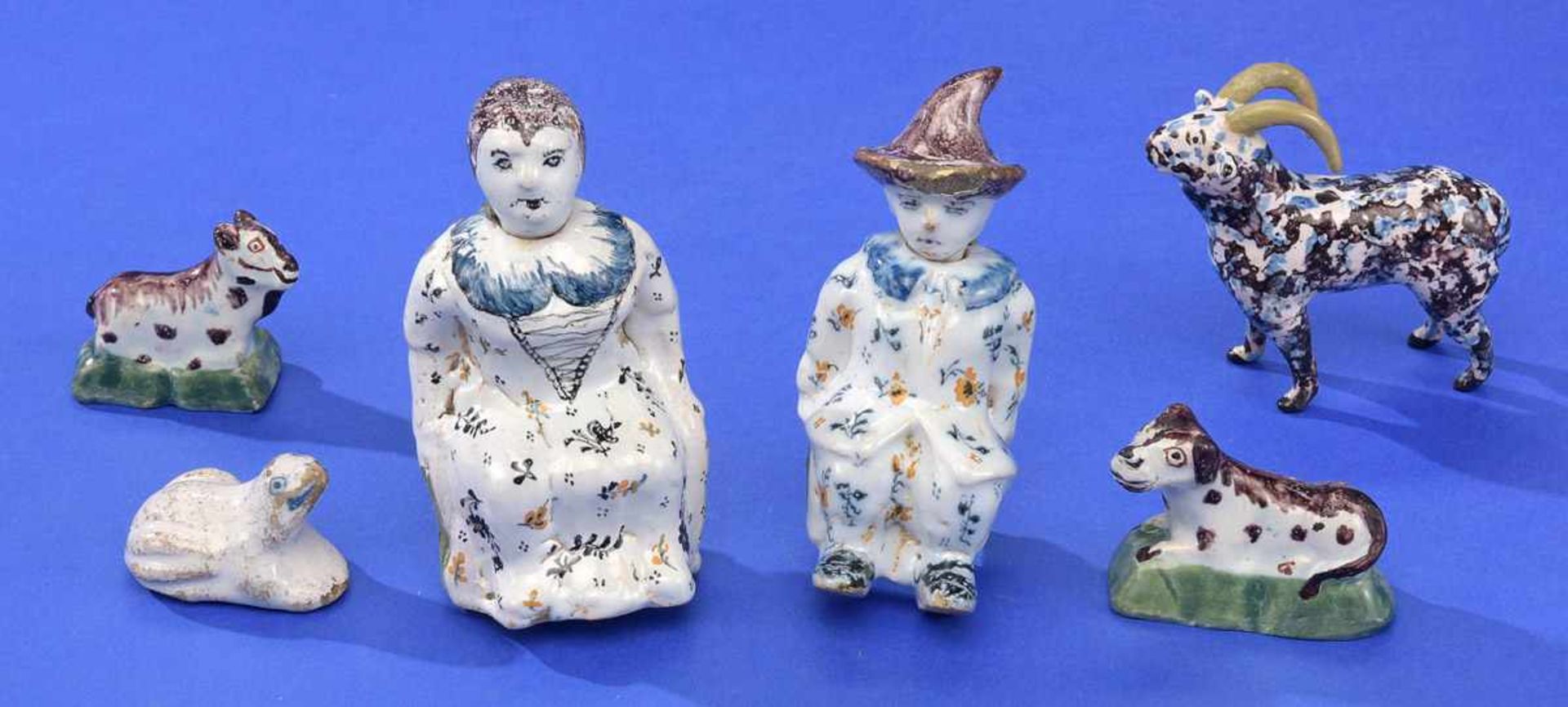 Sechs Kleinfiguren, Delft u.a. 18./19. Jhdt.