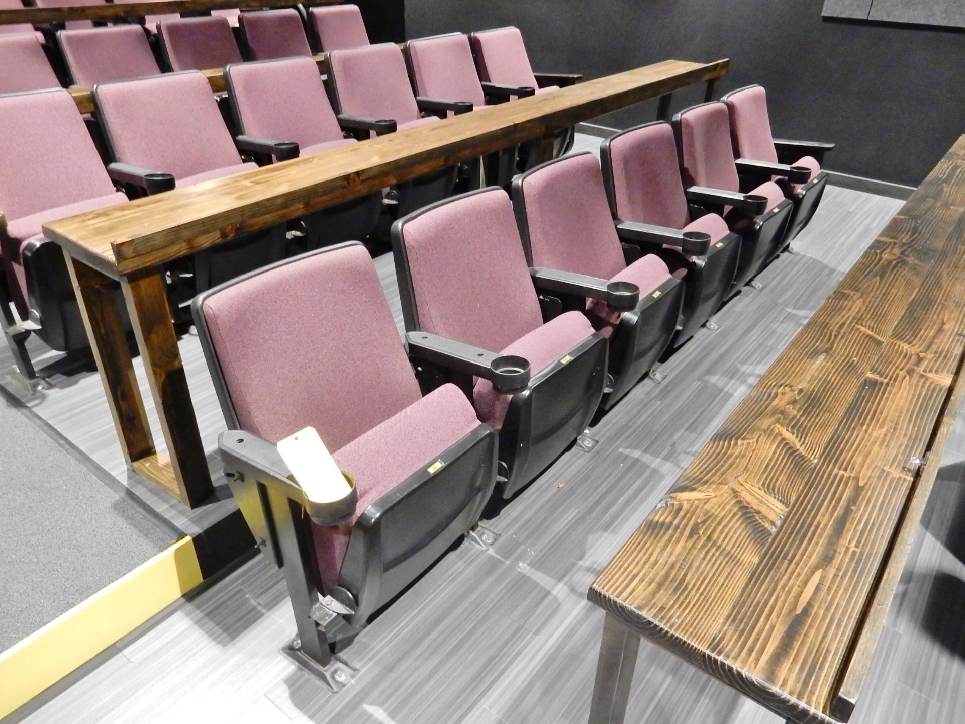 INDUSTRIAS IDEAL 6-SEAT FABRIC COVERED INCLINABLE BACK THEATER SEATS