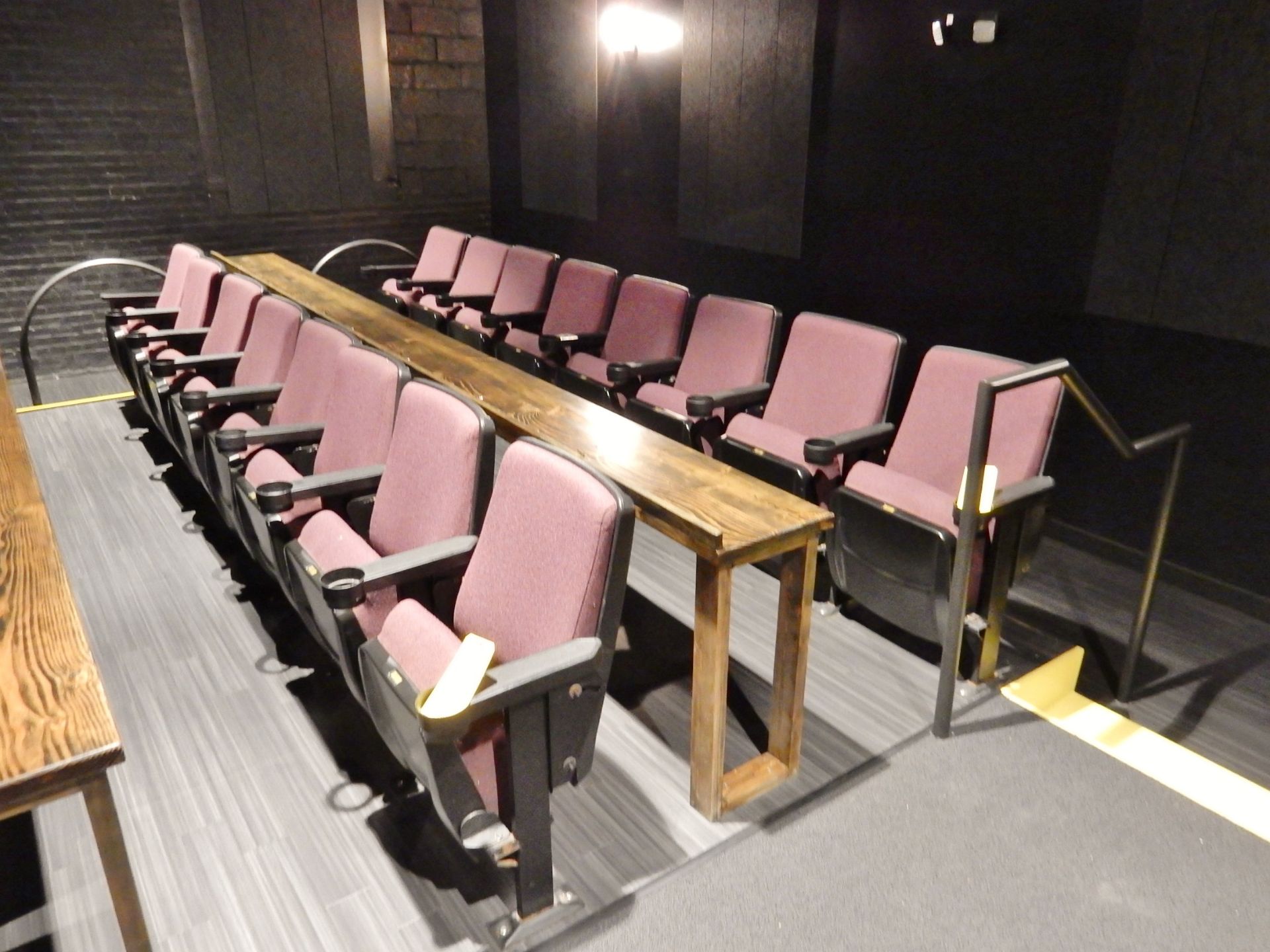 INDUSTRIAS IDEAL 8-SEAT FABRIC COVERED INCLINABLE BACK THEATER SEATS