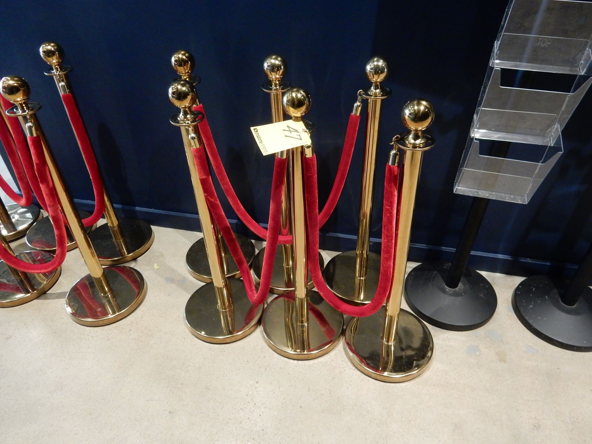 LOT CROWD BARRICADES - (6) STANCHION POSTS, (3) VELVET ROPES