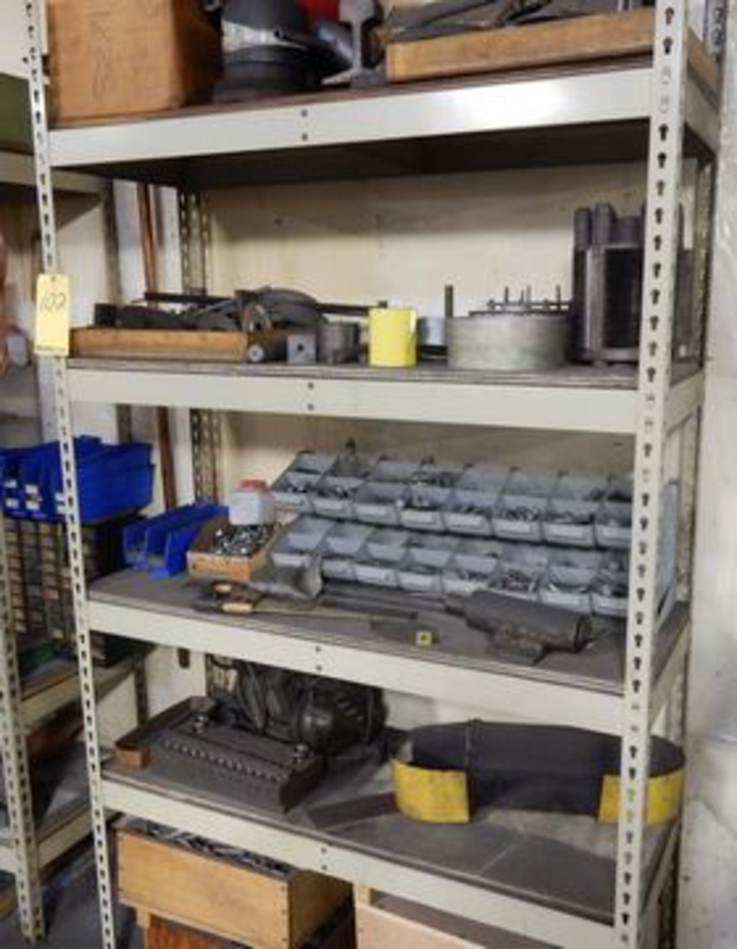 LOT SHELF W/CONTENTS TO INCLUDE MISC. NUTS, BOLTS, DRILLS, TAPS