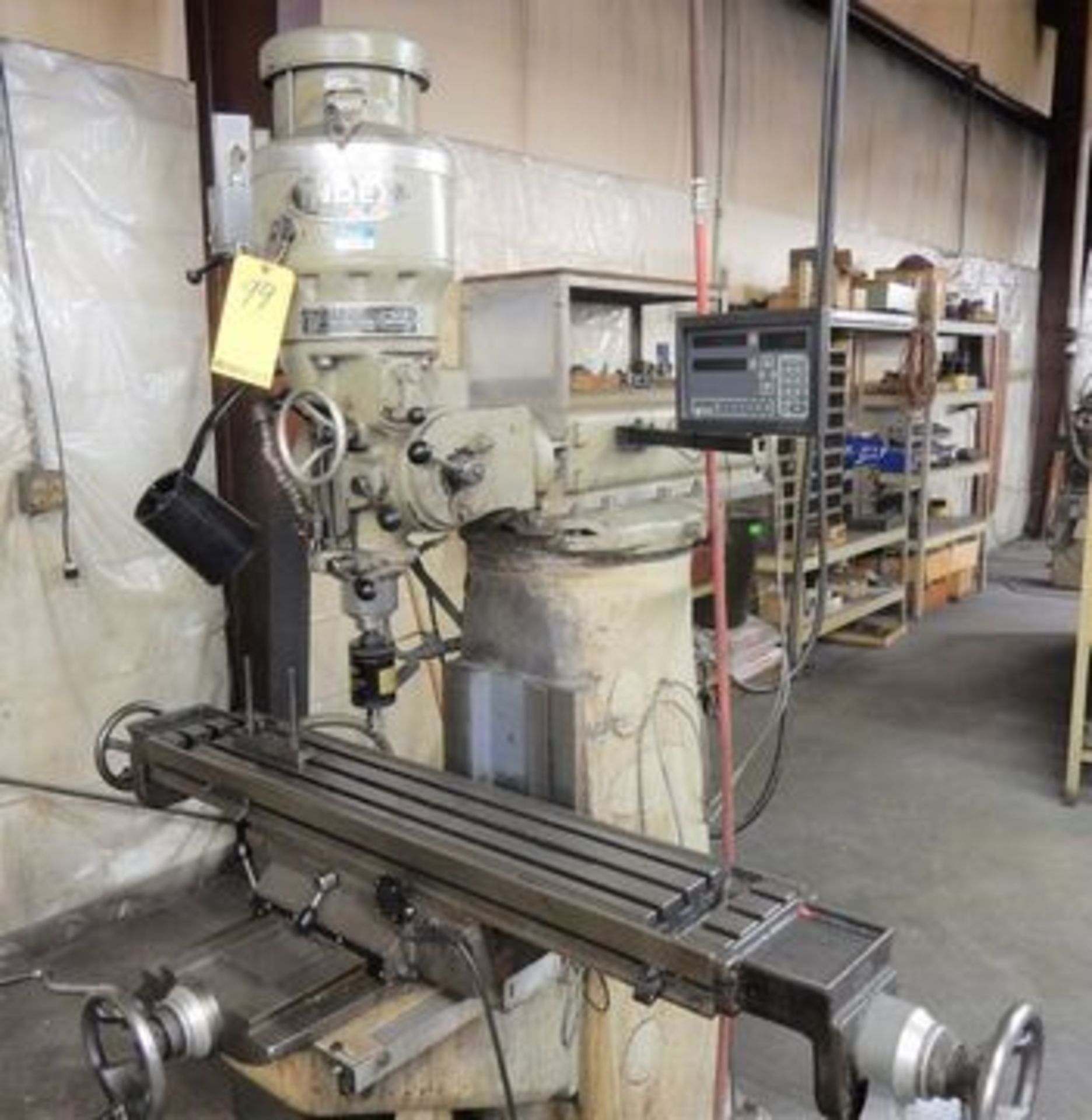 WELLS-INDEX, VERT. MILL, M# 747, S/N 19954, NEWALL 2-AXIS DRO, V.S., 9" X 46.5" TABLE