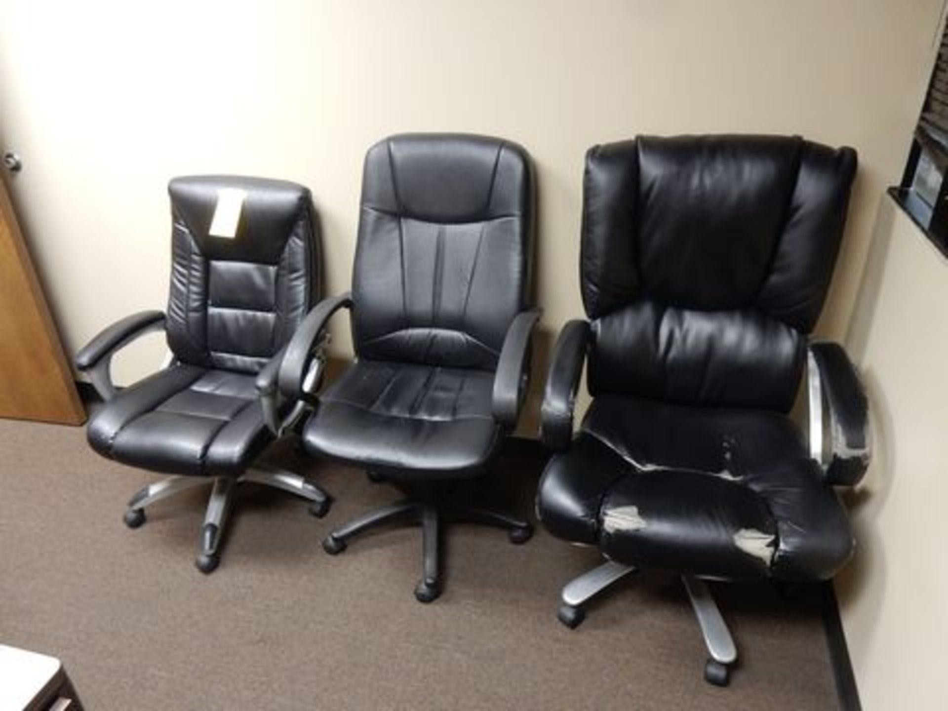 LOT (3) LEATHER DESK CHAIRS