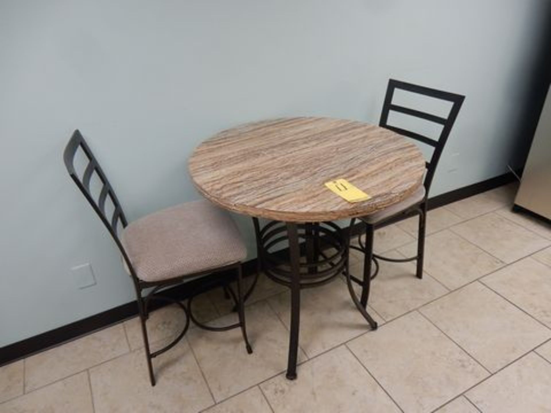 DINETTE TABLE, (2) CHAIRS, 36" DIA.