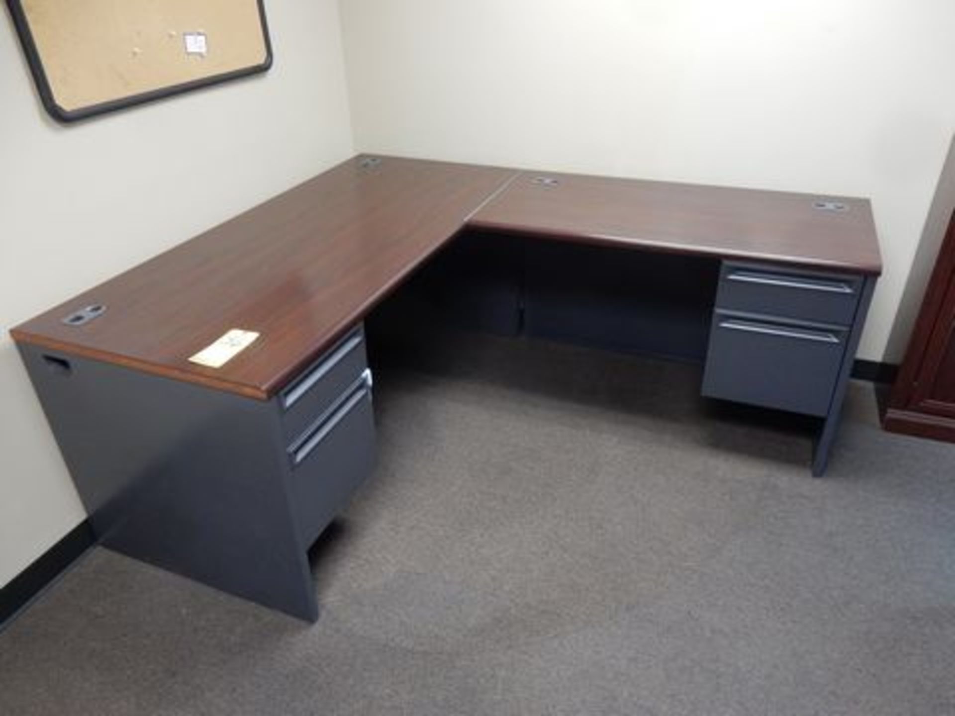 2-DRAWER FORMICA TOP OFFICE DESK W/-R-HAND RETURN