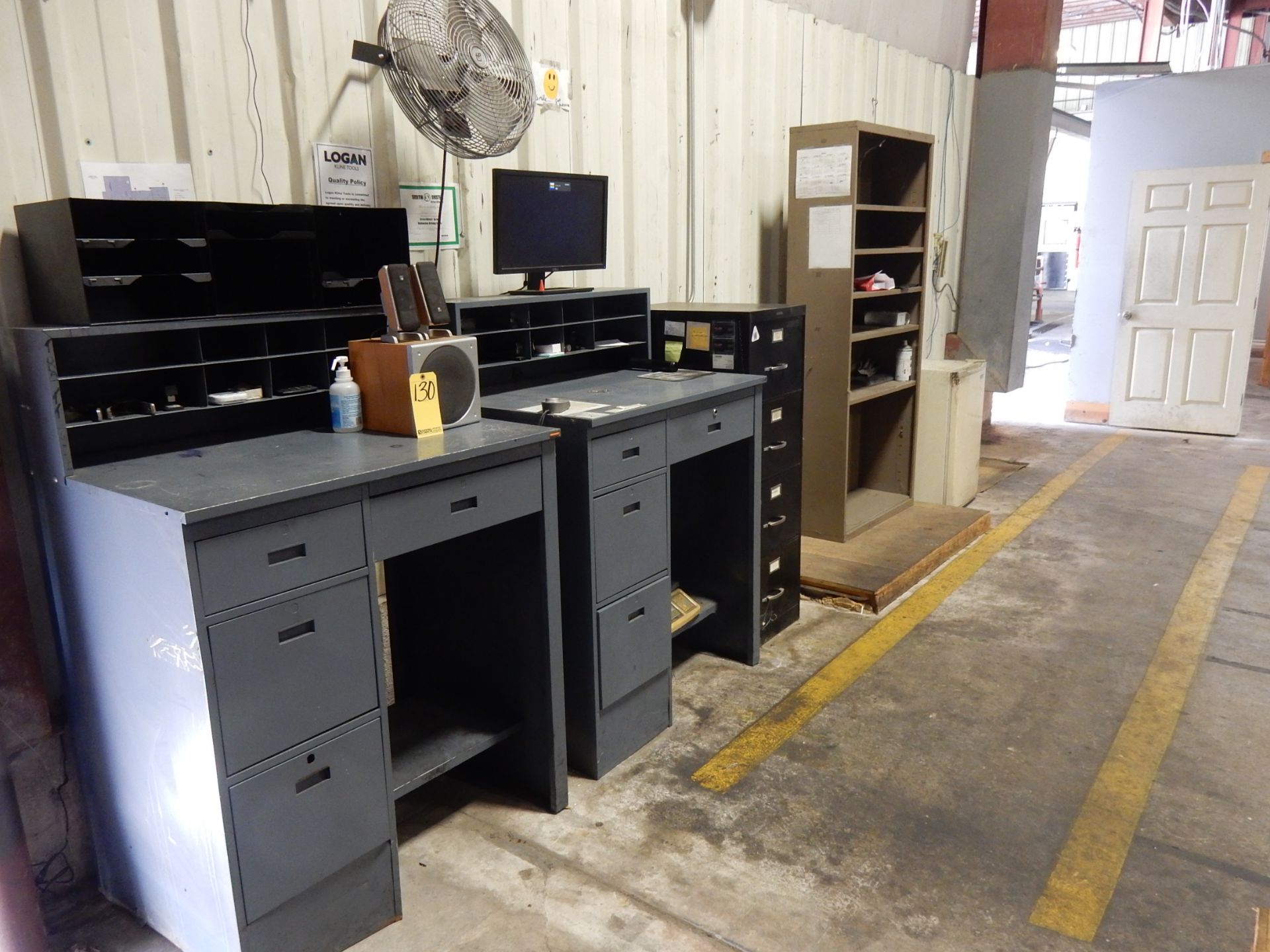 LOT (2) DESK, FILE, FRIDGE