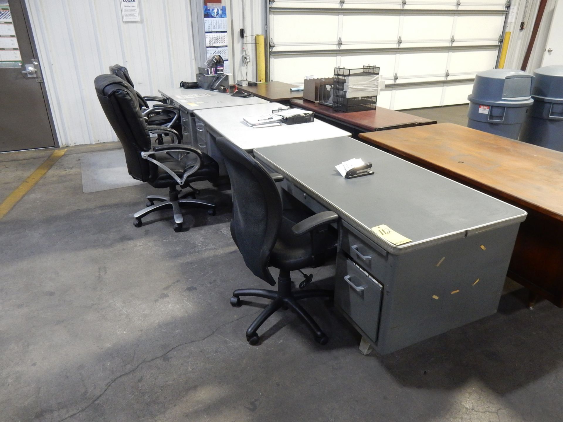 LOT (3) STEEL CASE DESKS W/CHAIRS