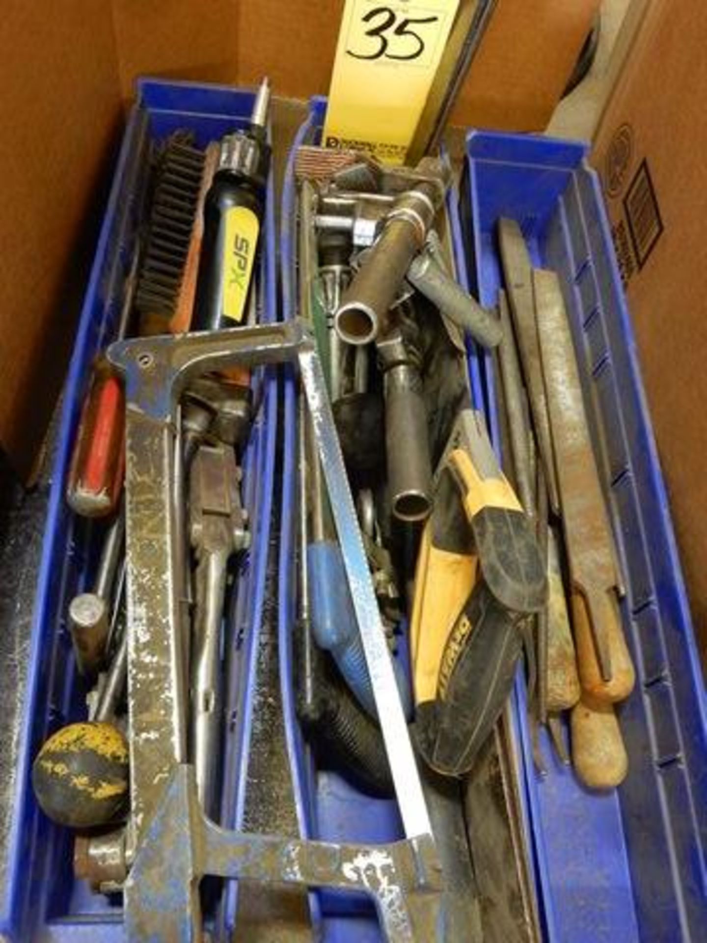 LOT MISC. TOOLS TO INCLUDE - FLAT FILES, WIRE BRUSHES, HAND SAWS - Image 2 of 2