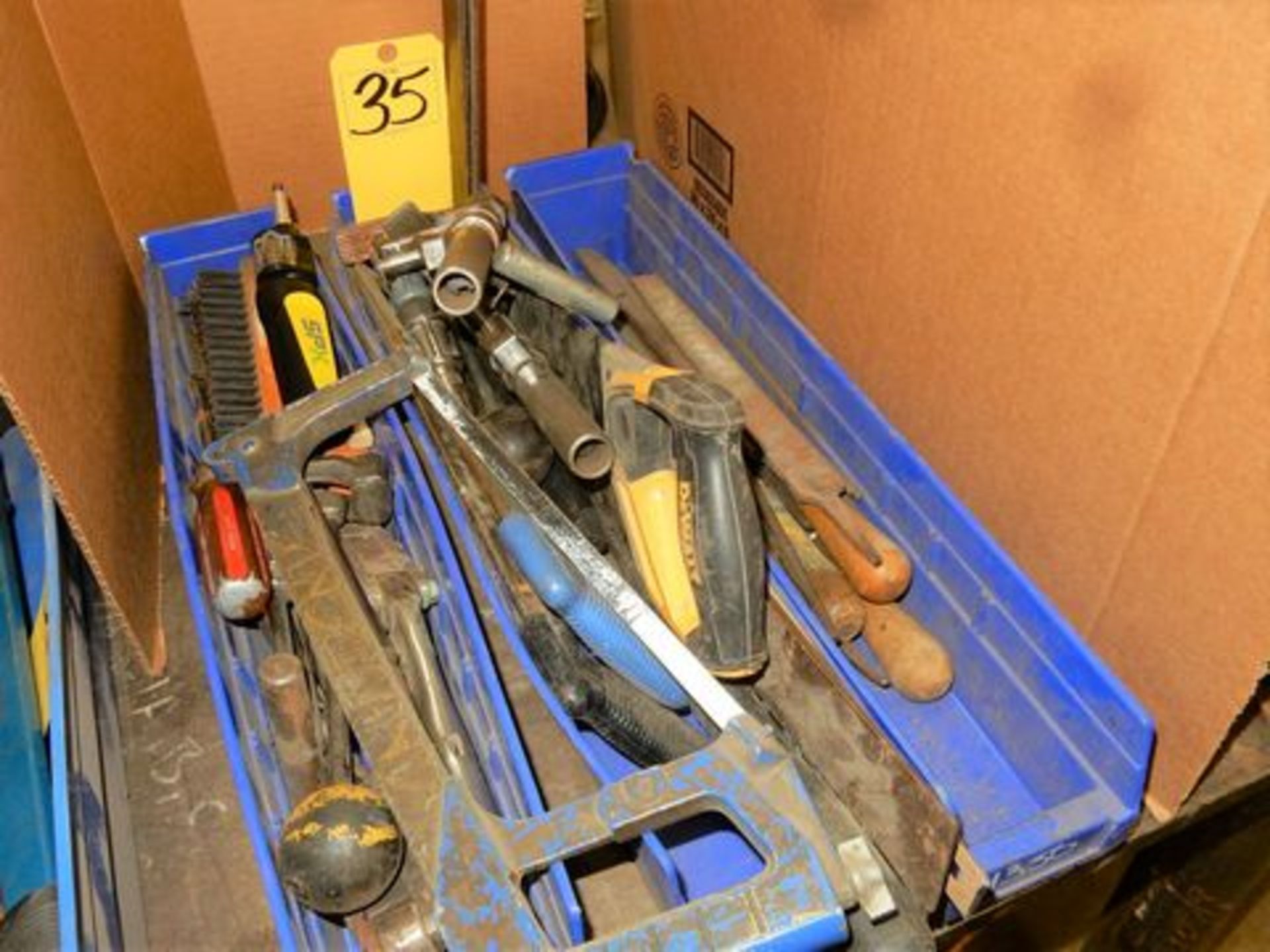 LOT MISC. TOOLS TO INCLUDE - FLAT FILES, WIRE BRUSHES, HAND SAWS