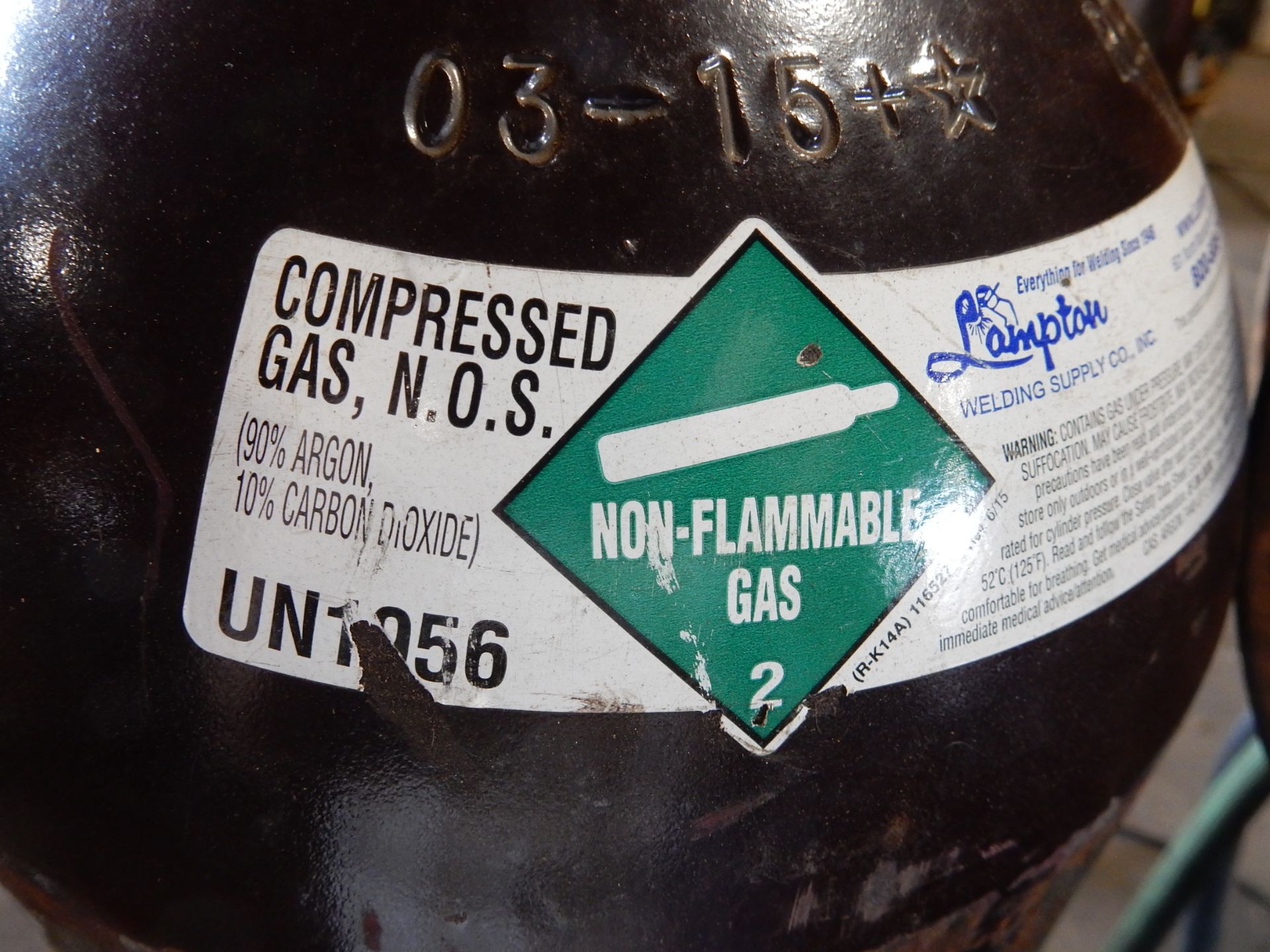 COMPRESSED ARGON CO2 WELD GAS BOTTLE - Image 2 of 2