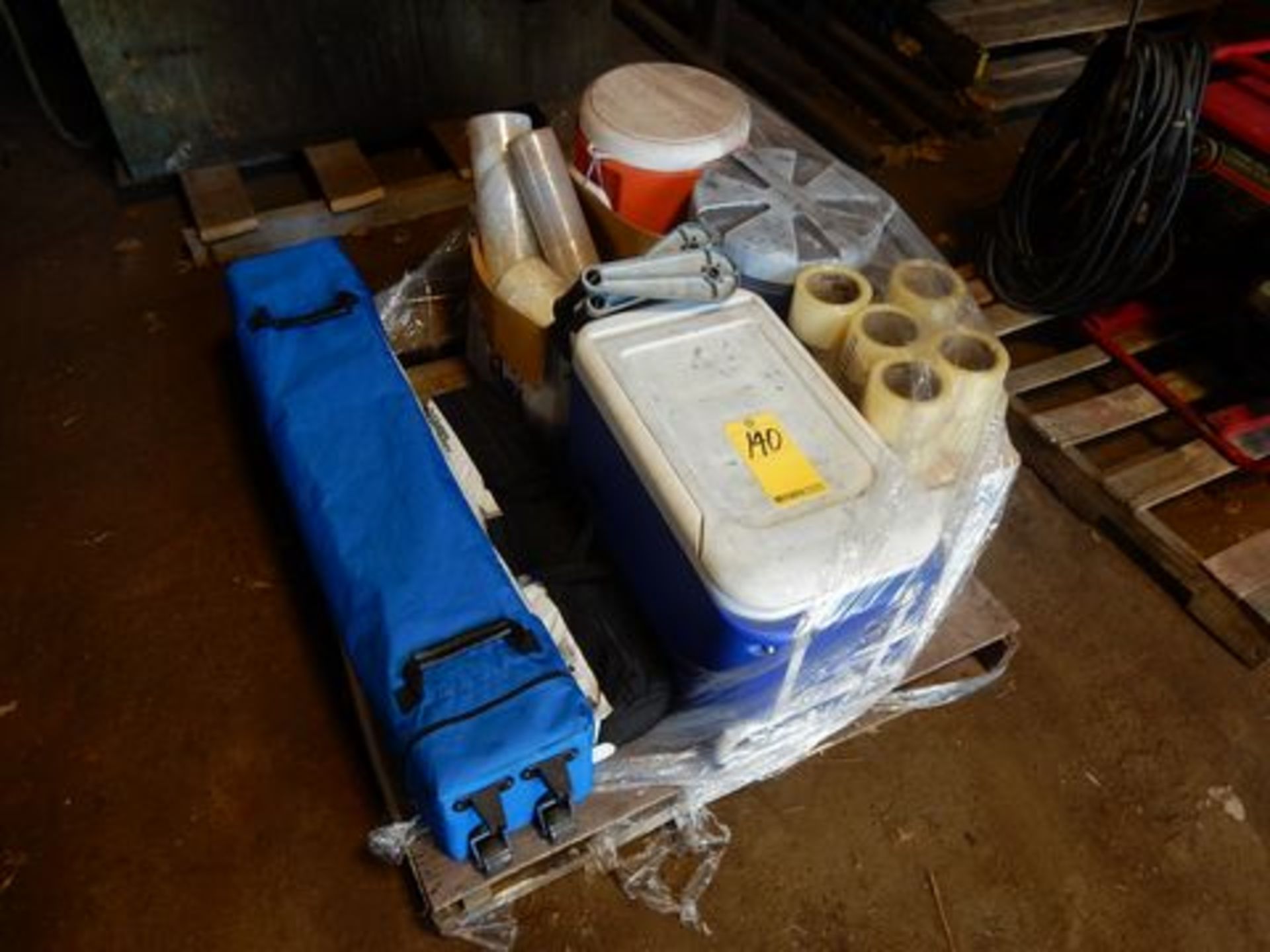 PALLET MISC. ITEMS TO INCLUDE - FOLD-UP CANOPY, WATER COOLERS, ETC.