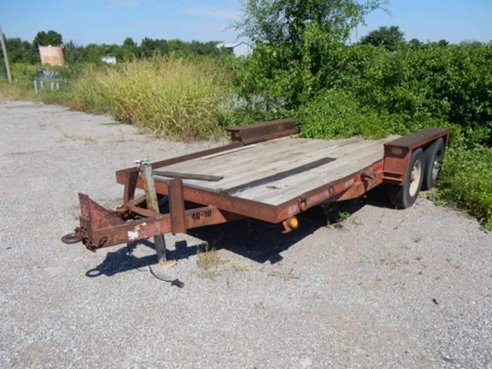 SOLD BY PHOTO - BELSHE UTILITY TRAILER, 18', WOOD DECK, PINTLE HITCH