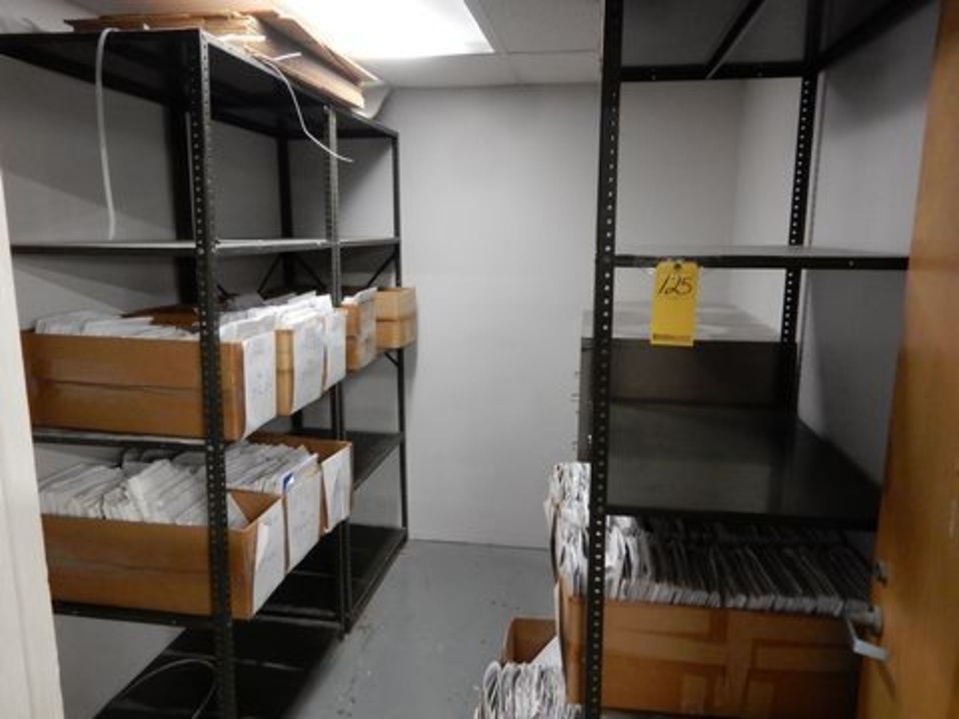 CONTENTS OF ROOM TO INCLUDE - (3) ADJ. SHELVES, (6) FILE CABINETS