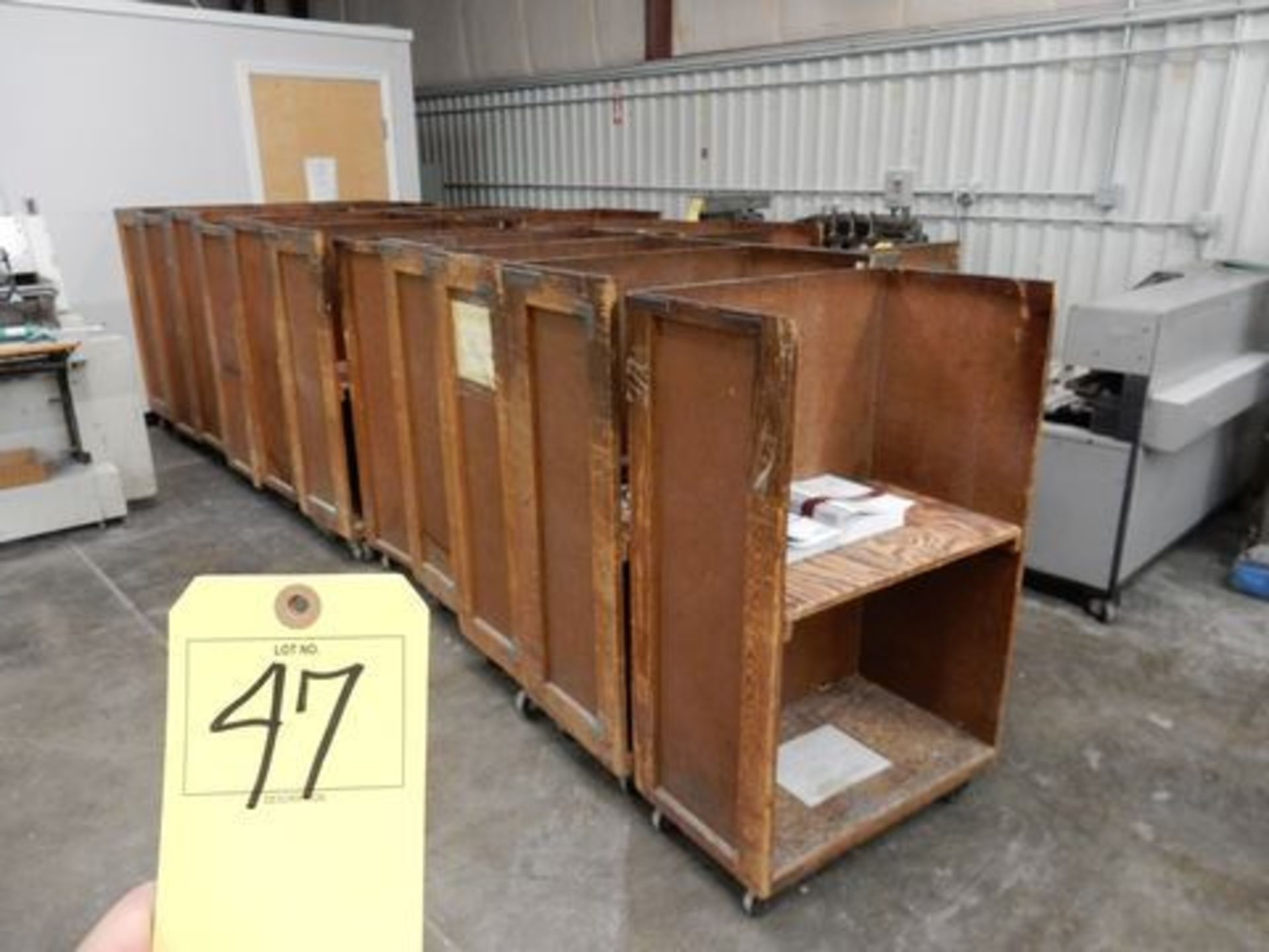 LOT (5) WOOD PAPER CARTS