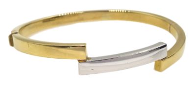 White and yellow gold contemporary design bangle,