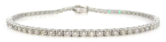 18ct white gold brilliant cut diamond line bracelet, stamped 18K, diamond total weight approx 2.