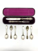 Set of six Victorian silver fiddle pattern teaspoons London 1840 and a Victorian silver handled