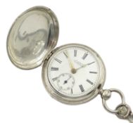 Victorian silver full hunter pocket watch top wind by H. Samuel no.