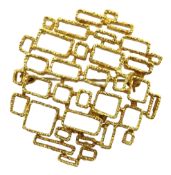 18ct gold contemporary lattice design brooch,
