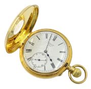 18ct gold half hunter top wind pocket watch, no.